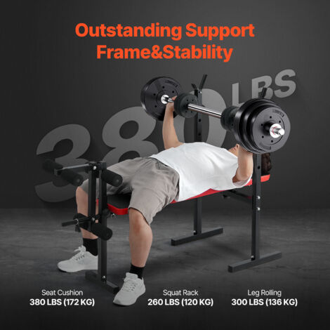 Mophorn Hantelbank, 380 lbs, multifunktional, verstellbar, Sit-up-Bank, Flachbank für das Ganzkörpertraining im Heim-Fitnessstudio