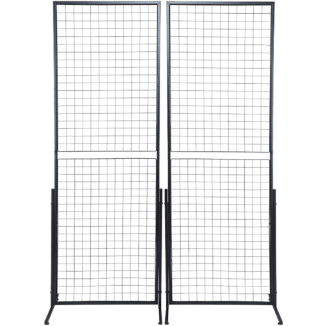Mophorn 2' x 5,6' Gitter-Wandpaneelen-Turm, 2er-Pack, bodenstehende T-Basis, doppelseitige Ausstellungsregale, perfekt für Einzelhandelsgeschäfte, enthält zusätzliche Clips und Haken (1/5)
