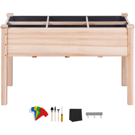 Mophorn Hochbeet von, 120x57x76cm, Pflanzkasten aus Holz, erhöhter Pflanzkasten für den Außenbereich mit Beinen für Blumen, Gemüse, Kräuter im Hinterhof,Garten, auf der Terrasse, dem Balkon, Burlywood (1/5)