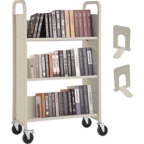 Bücherwagen Mit Rädern 200 Lbs - Mobiles Regal Mit Magnetischen Buchstützen