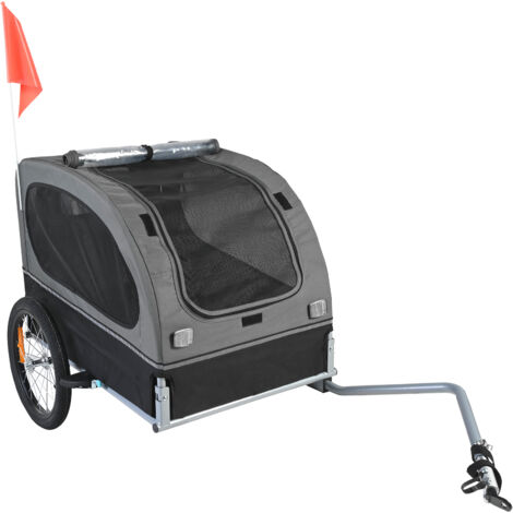 Mophorn Fahrradanhänger für Hunde, 40 kg Tragkraft, Fahrradträger für Haustiere mit klappbarem Rahmen, Schnellspannräder, Universalkupplung, Sicherheitsreflektoren, zusammenklappbares Design, Flagge