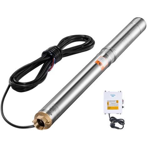 Mophorn Tiefbrunnen-Tauchpumpe, 550 W Leistung, 230 V, 53 m Förderhöhe, 100 l/min Durchfluss, Edelstahl-Wasserpumpe mit 20 m Kabel und externer Steuerbox, für den industriellen und privaten Gebrauch