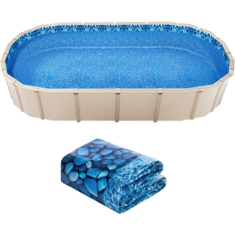 Mophorn 18 x 33 Fuß große ovale Poolfolie für überlappende Aufstellpools, 48 bis 54 Zoll Wandhöhe, langlebiges Vinyl in Standardstärke