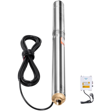 Mophorn Tiefbrunnen-Tauchpumpe, 550 W, 230 V, 210 Fuß Förderhöhe, 65 l/min Durchfluss, Edelstahl-Wasserpumpe mit 65,62 Fuß Kabel, externer Steuerkasten, für den industriellen und privaten Gebrauch