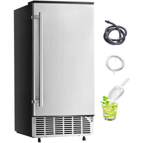 Mophorn Unterbau-Einbau-Eismaschine - Leistung 36 kg/Tag, Edelstahl, Türanschlag wechselbar, für gewerbliche und private Küchen, elektrische Entwässerung