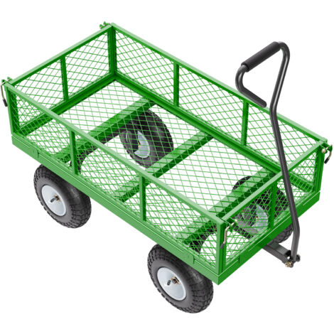 Mophorn 900 Pfund schwerer Gartenwagen aus Stahl, robuster, ziehbarer Wagen mit 10-Zoll-Reifen, abnehmbaren Netzseiten, Pritschenumbau, um 180° drehbarer Griff