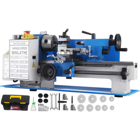 Mophorn Mini-Metall-Drehmaschine 7x12 Zoll Präzision Variable Geschwindigkeit 2250RPM 400W Teleskop-Sets Metall Holzbearbeitung Drehmaschine Automatisch mit 3-Backen Selbst-Zentrierung Futter