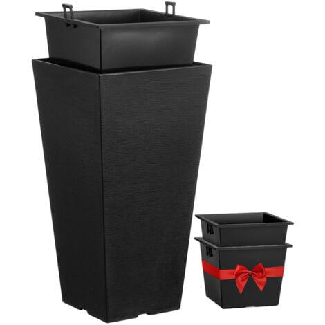 SUSTANIA 2er Set Pflanzkübel Anthrazit - 60cm Premium Blumentöpfe Made In Germany