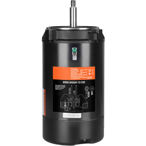Mophorn 1 PS Poolpumpenmotor, 115V(9.8 Ampere)/230V(4.9 Ampere) 3450 U/min, 56J Rahmen, 60Hz, 1.4 Betriebsfaktor, 90μF/250V Kondensator, CCW Rotation Rundflansch Ersatzmotor