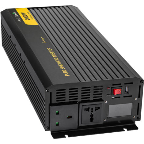 Mophorn 2000W Reiner Sinus-Wechselrichter DC 12V auf AC 240V, Auto-Spannungswandler mit USB-Anschluss, LCD-Display, Fernbedienung für Wohnmobil, LKW, Camping, Laptop – Blau