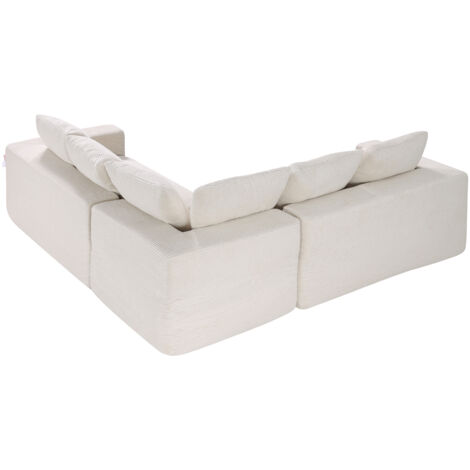 Mophorn Modulares L-förmiges Ecksofa mit hochelastischem Schaumstoff und hoher Dichte, gepolstertes Cordsofa (Belastbarkeit 545 kg / Länge 210 cm) mit Kissen für Wohnzimmer oder Apartment, Beige