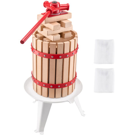Mophorn Obstweinpresse mit 6-Liter-Holzkorb und 8 Blöcken, robuste manuelle Saftpresse für Äpfel, Trauben und Oliven, ideal für die Herstellung von Säften und Ölen in der Küche