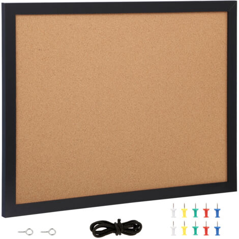 Mophorn 24 x 18 Zoll doppelseitige Korktafel, Pinnwand mit MDF-Rahmen und 10 Reißzwecken für die Dekoration im Büro, Zuhause und in der Schule (1/5)