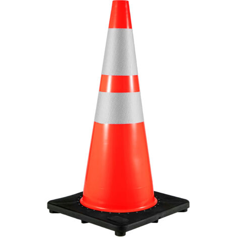 Mophorn 6er-Pack 36"-Verkehrskegel, Sicherheits-Parkkegel mit schwarzem, beschwertem Sockel, orangefarbene PVC-Sicherheitskegel, reflektierende Kragen für Baustellen und den Straßenverkehr (1/5)