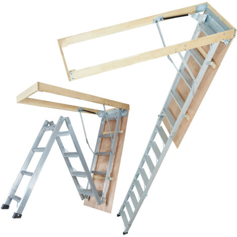 Mophorn Faltbare Dachbodenleiter, 350 lb Tragkraft, 22,5" x 63", Aluminium-Verlängerung, passt für Deckenhöhen von 9,5'-12', leicht und tragbar, vielseitig einsetzbar, bequemer Zugang zum Dachboden