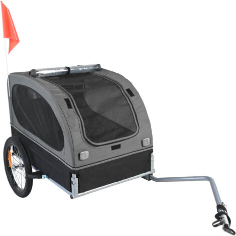 Mophorn Fahrradanhänger für Hunde, 40 kg Tragkraft, Fahrradträger für Haustiere mit klappbarem Rahmen, Schnellspannräder, Universalkupplung, Sicherheitsreflektoren, zusammenklappbares Design, Flagge
