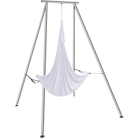 Mophorn Aerial Yoga Rahmen & Yoga Hängematte,3,9 m hoch,professioneller Yoga Schaukelständer,kommt mit 5,7 m Aerial Hängematte,max. 260 kg Tragkraft,Yoga Rig für Aerial Yoga drinnen und draußen,weiß