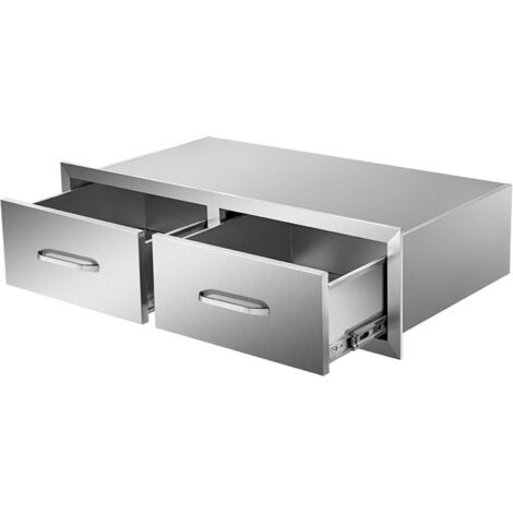 Mophorn BBQ Insel Schubladen 30„ W x 10“ H x 20“ D, horizontale Doppel BBQ Zugang Schubladen Edelstahl mit Griff für Outdoor-Küchen oder Patio Grill Station