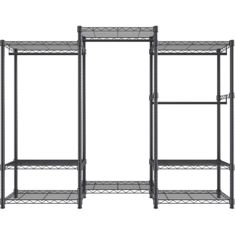 Mophorn Kleiderständer mit 800 lbs Tragkraft,4 Kleiderstangen und 8 Ablageebenen,Rollbarer Kleiderständer.Verstellbarer,individuell anpassbarer freistehender Kleiderständer,ideal zum Ordnen
