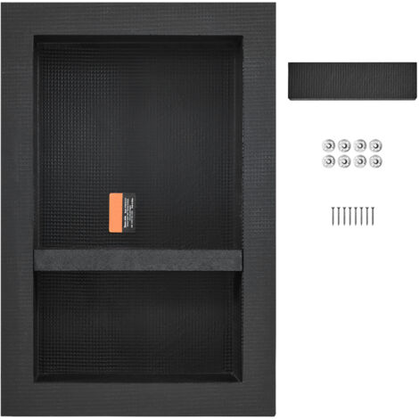 Mophorn Duschnische bereit für Fliesen, 40,64 x 60,96 cm, versenkbarer Organizer mit Doppelregal, moderne Seifenaufbewahrung mit versiegeltem Schutz für Badezimmer, schwarz