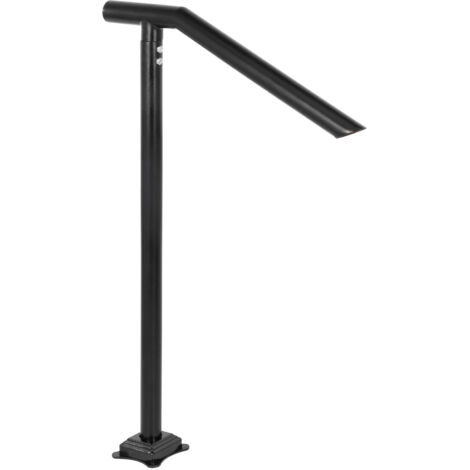 Mophorn-Handlauf für 1–3 Stufen, schwarzes Stahlgeländer, 150 kg Tragkraft, Einbrennlackierung, stilvoller Metallhandlauf für Außentreppen, inkl. Spreizbolzen und Bohrer – Schwarz