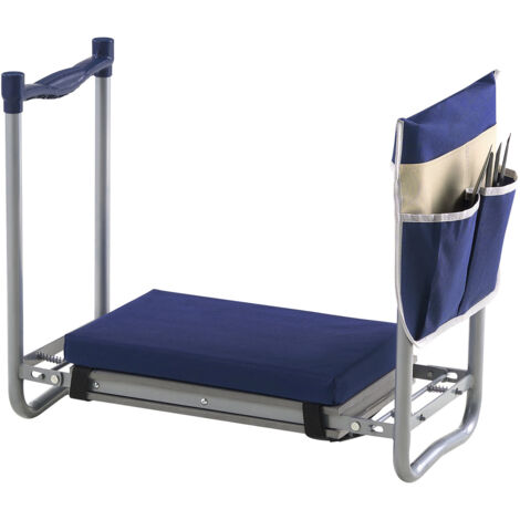 Mophorn Kniebank 585x300x485 mm mit Kniekissen 279x385 mm, praktische Kniehilfe für Gartenarbeiten bis 160 kg, klappbarer Gartensitz mit Werkzeugtasche