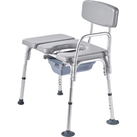 Mophorn 4-in-1-Toilettenstuhl fürs Bett, 227 kg Tragkraft, tragbare Toilette mit gepolstertem Sitz und Rückenlehne, abnehmbarem 5-Liter-Eimer, höhenverstellbarer Stuhl für Senioren und Erwachsene