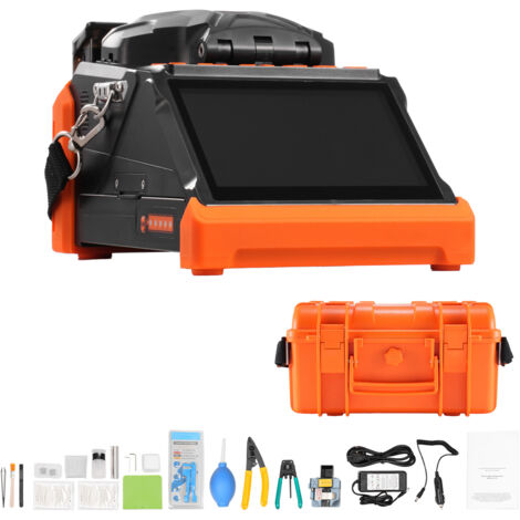 Mophorn Faserfusionsspleißgerät 6 Motoren, Kern- und Mantelausrichtung, 6 Sekunden Schnellspleißen und 13 Sekunden Aufwärmzeit, 5-Zoll-Touchscreen, 3 in 1, 7800 mAh, für SM-, MM-, DS- und NZDS-Fasern