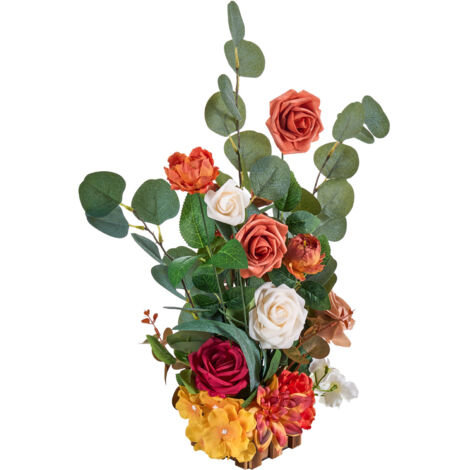 Mophorn Stehende künstliche Blumenarrangements,4 Stück,17,5 Zoll große Kunstblumendekorationen für den Hochzeitsgang,orangefarbene Tafelaufsätze für Zeremonien,Empfänge,Partys und Außendekorationen