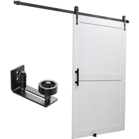 Mophorn Schiebetür im Scheunenstil mit Hardware-Kit (1219 x 2134 mm), gefertigt aus robusten MDF-Platten, wasserabweisender PVC-Beschichtung und H-Rahmen, ideal für Wohnzimmer und Badezimmer, Weiß