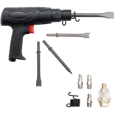 Mophorn Druckluft-Meißelhammer, 2500–2700 BPM, pneumatischer Hammer mit 70 mm Hub & 4 Meißeln à 170 mm Länge, kompakter Luftdruckhammer mit Pistolengriff, ideal zum Schneiden, Schaben und Abreißen
