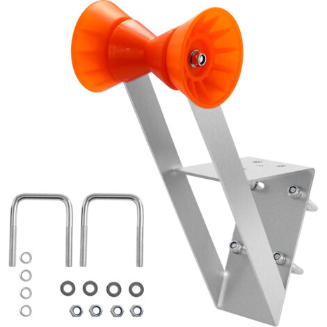 Mophorn Bootsanhänger-Sitz mit Rolle, 50,8–76,2 mm Windenpfosten, Windstand mit orangefarbener TPU-Rolle & U-Bolzen, geeignet für Jetski, Segelboot, Fischerboot, Schnellboot (verzinkt), Silber (1/5)