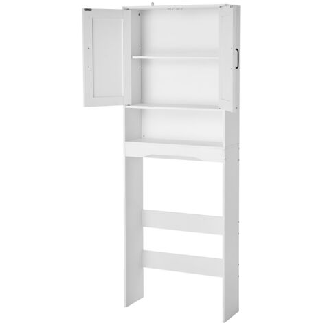 Mophorn Über-der-Toilette-Aufbewahrungsschrank, 65 Zoll hoher Badezimmer-Organizer mit verstellbarem Regal und Doppeltüren, platzsparende Badezimmer-Aufbewahrungseinheit mit offenem Regal, weiß (1/5)