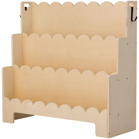 Mophorn Montessori Bücherregal mit 3 Ebenen, Kinderregal mit gewelltem Design und Doppelhaken, nach vorne ausgerichtetes Bücherregal für Kinderzimmer, Vorschule und Kindergarten (1/5)