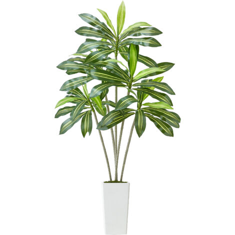 Mophorn Künstlicher Dracaena-Baum, 1,8 m, Drachenbaum mit weißem, hohem Pflanzgefäß, Kunstpflanze im Topf, dekorative Bäume für Veranden, Wohnzimmer, Terrassen, Zuhause und Büro (1/5)