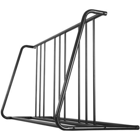 Mophorn 6-Fahrradständer, freistehender Fahrradhalter für 76,2-mm-Reifen, doppelseitiger Bodenständer aus Karbonstahl, geeignet für Gehwege, Garagen und Innenbereiche (1/5)