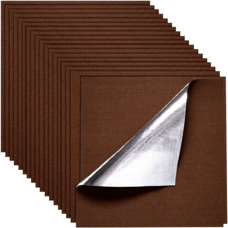 Mophorn Teppichfliesen 609,6 x 609,6 x 5 mm, 20er-Pack, selbstklebender Bodenbelag mit einer Fläche von 7,4 m², ideal für DIY-Austausch im Wohnzimmer und Büro, Dunkelbraun