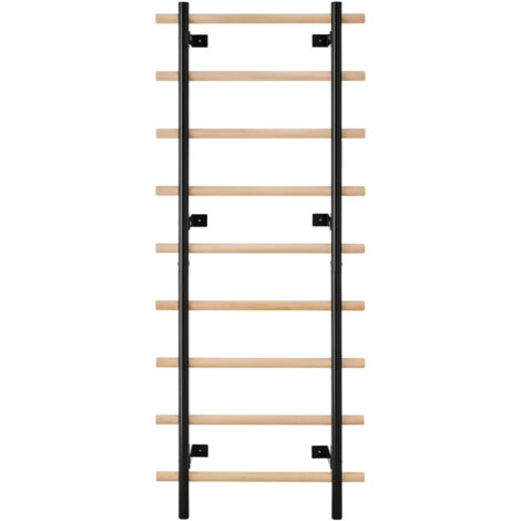 Mophorn Schwedische Leiterwand mit 9 Stufen – Kletterspielzeug aus robustem Massivholz und Karbonstahl, belastbar bis 150 kg. Indoor-Klettergerüst mit 8 x 8 cm Zubehör für vielseitige Fitnessübungen.
