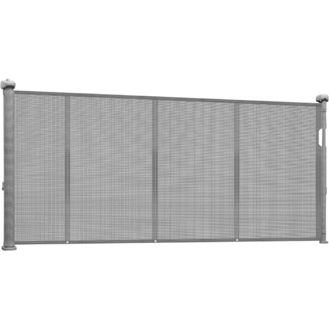 Mophorn Einziehbares Babygitter und Hundegitter aus Netzmaterial, ausziehbar bis zu 280 cm Breite und 87 cm Höhe, ideal als Schutzgitter für Treppen, Türen, Flure und Spielzimmer, in Grau