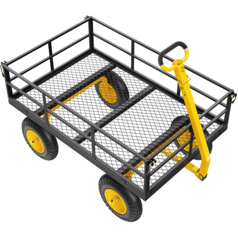 Mophorn Faltbarer Bollerwagen 544,31 kg, vielseitiger Transportwagen für Garten und Geräte, 2-in-1-Handwagen mit Geländereifen, abnehmbaren Netz-Seitenteilen und schwenkbarem 180°-Griff
