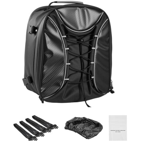 Mophorn Motorrad-Hecktasche Rücksitztasche (22-34 L) mit wasserabweisender Regenhülle, Gepäckaufbewahrung für Motorräder, Gepäckträgertasche mit Gurten und elastischem Band, Motorradgepäck Schwarz