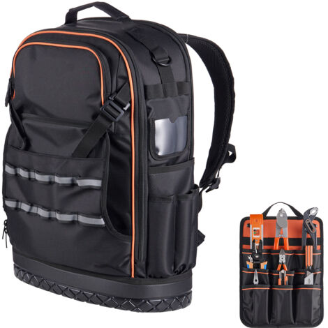 Mophorn Werkzeugrucksack mit 65 Taschen, Organizer für Werkzeugaufbewahrung, Rucksack mit Laptopfach und robustem Boden, ideal für Elektriker, Reparaturarbeiten und Heizungsinstallationen