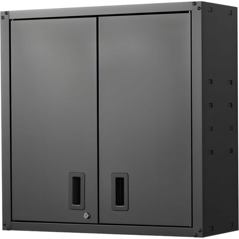 Mophorn Hängeschrank für Werkstatt, 762x310x762 mm, Stahlschrank mit abschließbaren Türen und verstellbarem Regal, Wandmontage für Garage, Keller, Küche oder Lager, schwarz (1/5)