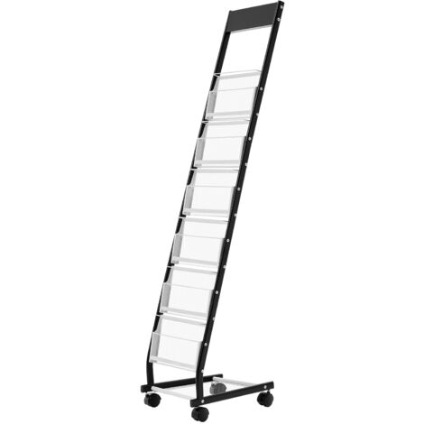 Mophorn Rollbarer Prospektständer mit 6 Fächern, vielseitiger Zeitschriftenhalter aus Metall für Messen, Ausstellungen und Büros (1/5)