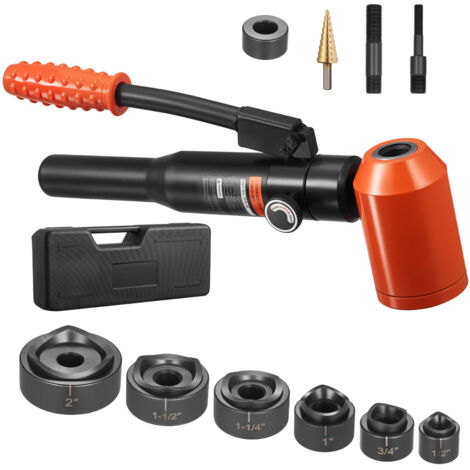 Mophorn Hydraulisches Ausbrechstanzen-Set, 10 t, Lochwerkzeug für 12,7 bis 50,8 mm, KO-Werkzeugsatz mit 6 Matrizen für Metallgehäuse und Schaltschränke