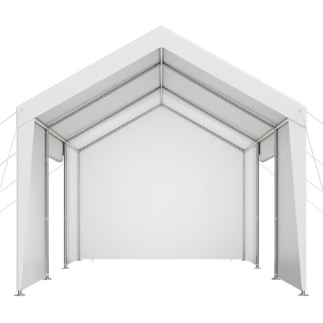 Mophorn Carport 3,65x6,09x3,02 m, Überdachung mit abnehmbaren Seitenwänden und Tür, Zeltgarage für Fahrzeuge, UV-geschützt und wasserabweisend, Ganzjahresschutz für Autos und Boote, weiß