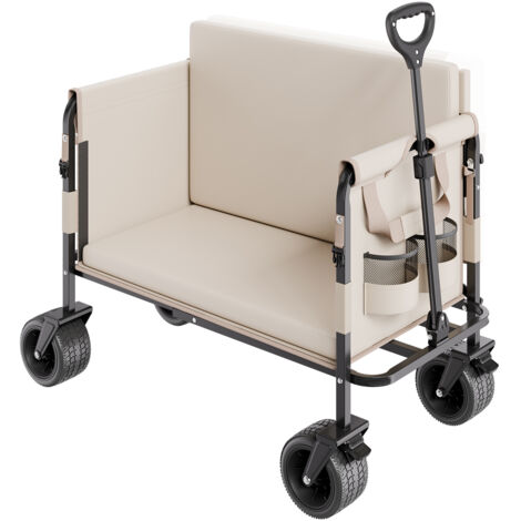 Mophorn Faltbarer Bollerwagen mit 250 kg Tragkraft, 2-in-1-Design als Wagen und Bank, vielseitiger Handwagen mit verstellbarem Griff, ideal für Einkäufe, Camping und Gartenarbeiten