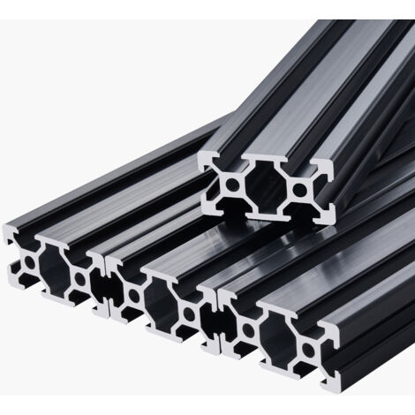 Mophorn 5er Set 2000 mm T-Nut 2040 Aluminium-Strangpressprofil, eloxierte Linearschiene nach europäischem Standard, Nutenprofil für 3D-Drucker, CNC-Maschinen, DIY-Projekte und Lasergravur, Schwarz (1/5)
