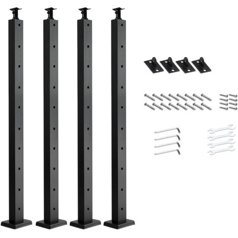 Mophorn Kabelgeländerpfosten, 4er-Pack, 914x25,4x50,8 mm, vorgebohrte horizontale Löcher, Edelstahl SUS304, gebogene Halterung, geeignet für Handläufe und Balustraden, schwarz