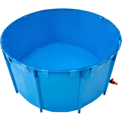 Mophorn Fischteich aus Segeltuch, oberirdischer Teich mit 818 Gallonen Fassungsvermögen, faltbares PVC-Koi-Aquarium, rundes Goldfischbecken mit robustem Rahmen und Ablassventil, ideal für Aquakultur